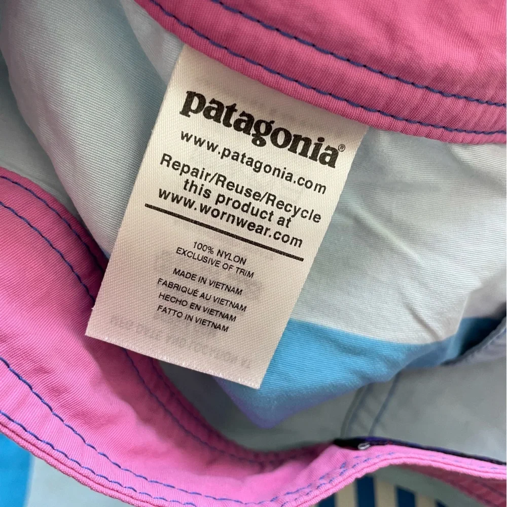 Patagonia Wavefarer Boys Boardshorts Pink Fitz Stripe - 16 Swim Beach Surf   14